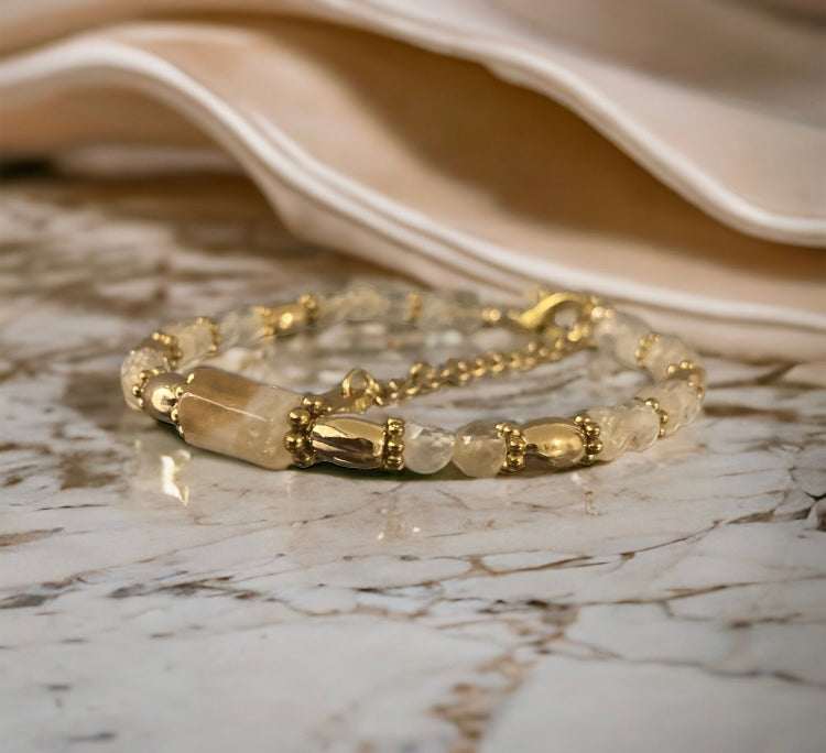 Bracelet précieux Garance citrine et hématite
