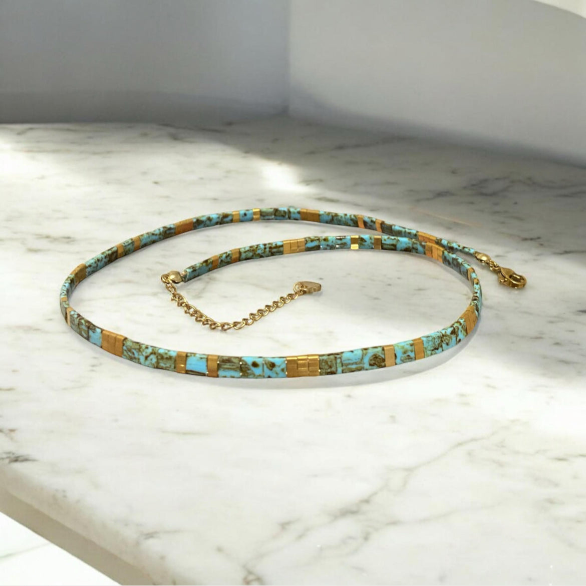 Collier Miyuki : Anna Lisa , collier de perles plates miyuki tila