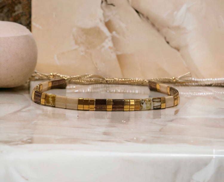 Bracelet de perles marron Miyuki Tila