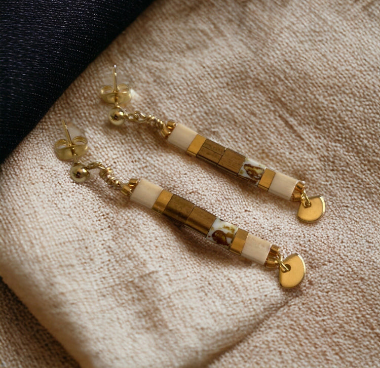 Boucles d’oreilles en perles bronze