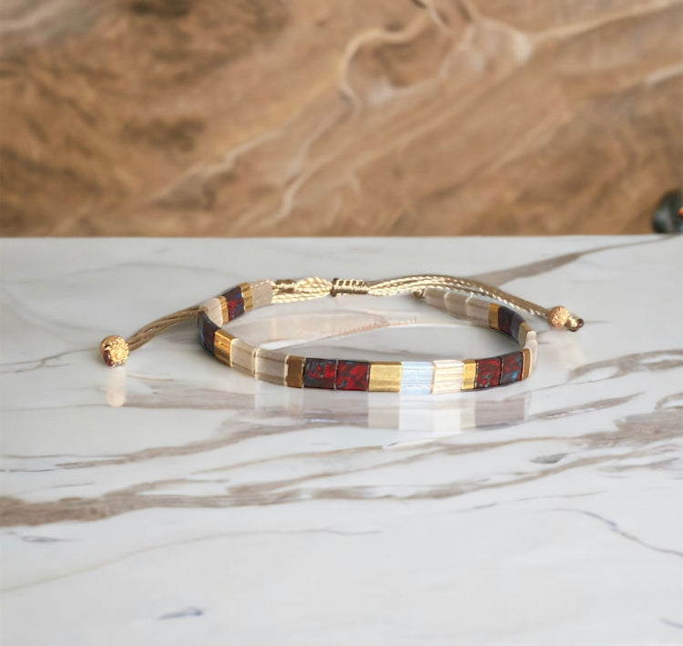 Bracelet Miyuki : Gabriela bracelet de perles japonaises sur fil d’or