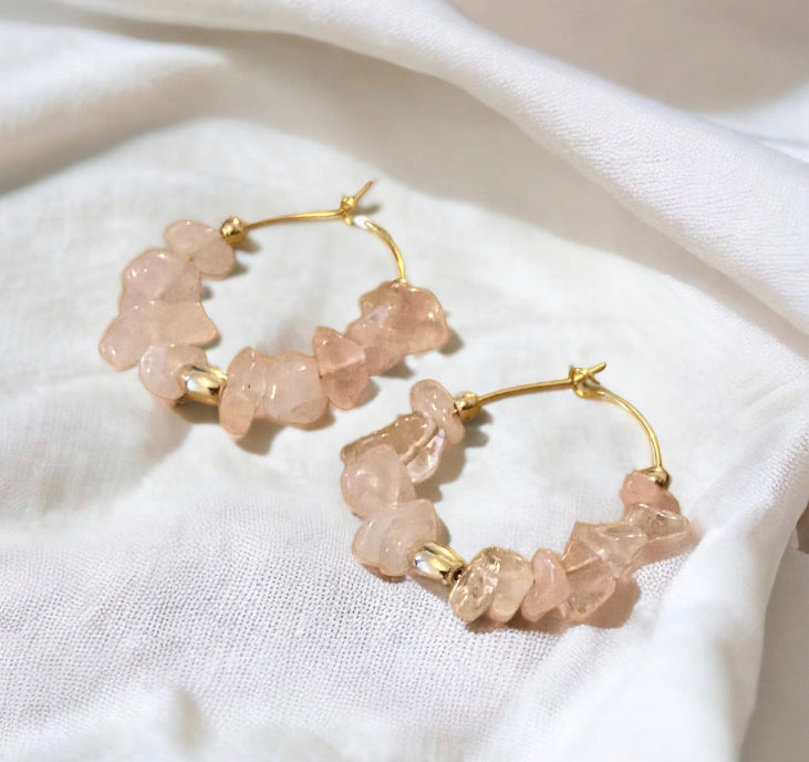 Boucles d’oreilles quartz rose