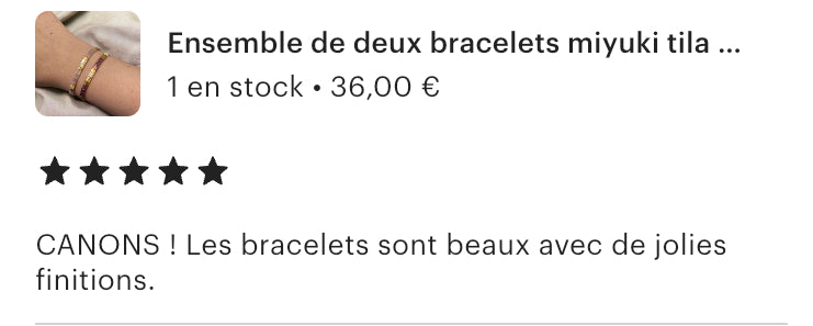 Bracelet miyuki : Parure Lila lot de deux bracelets miyuki tila