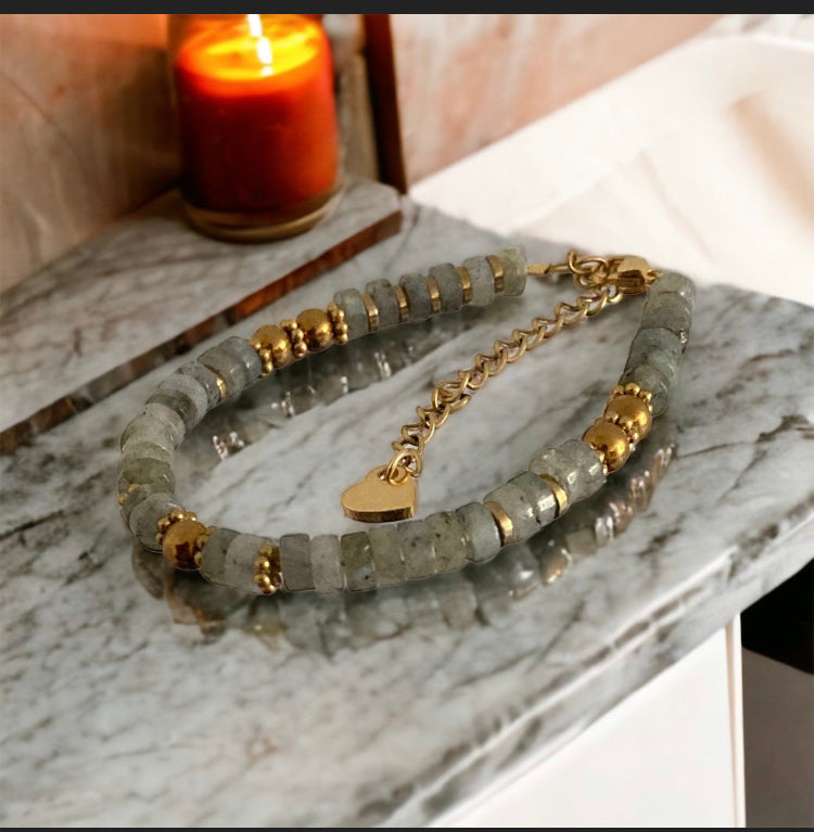 Bracelet précieux : Bracelet Giorgia labradorite et hématite