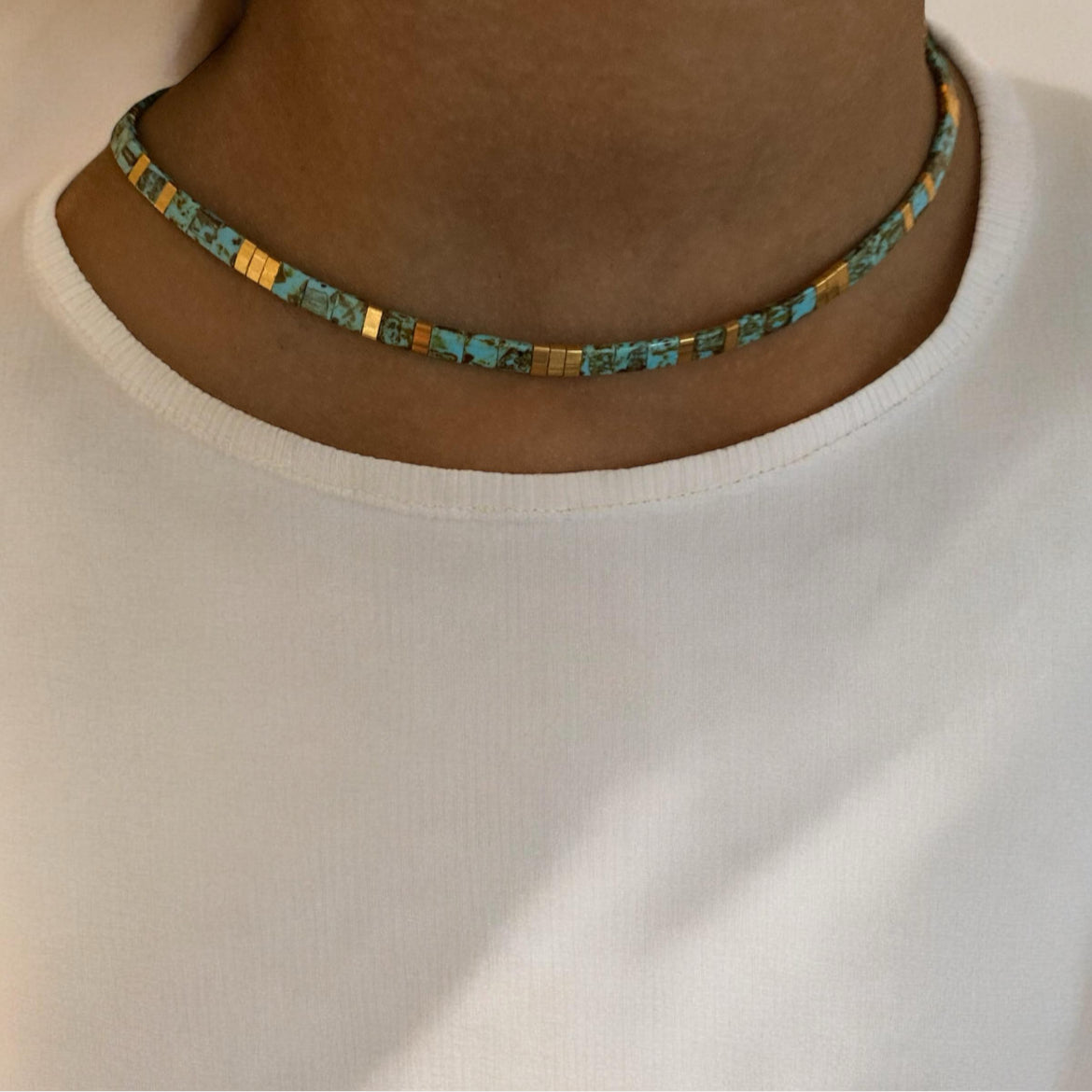 Collier Miyuki : Anna Lisa , collier de perles plates miyuki tila