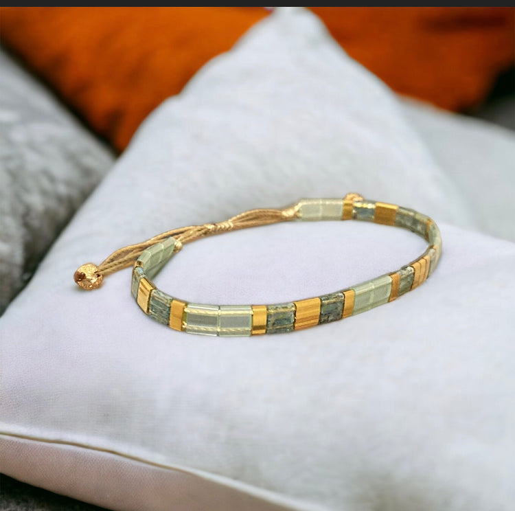 Bracelet Miyuki: Juliette , bracelet miyuki Tila vert jade