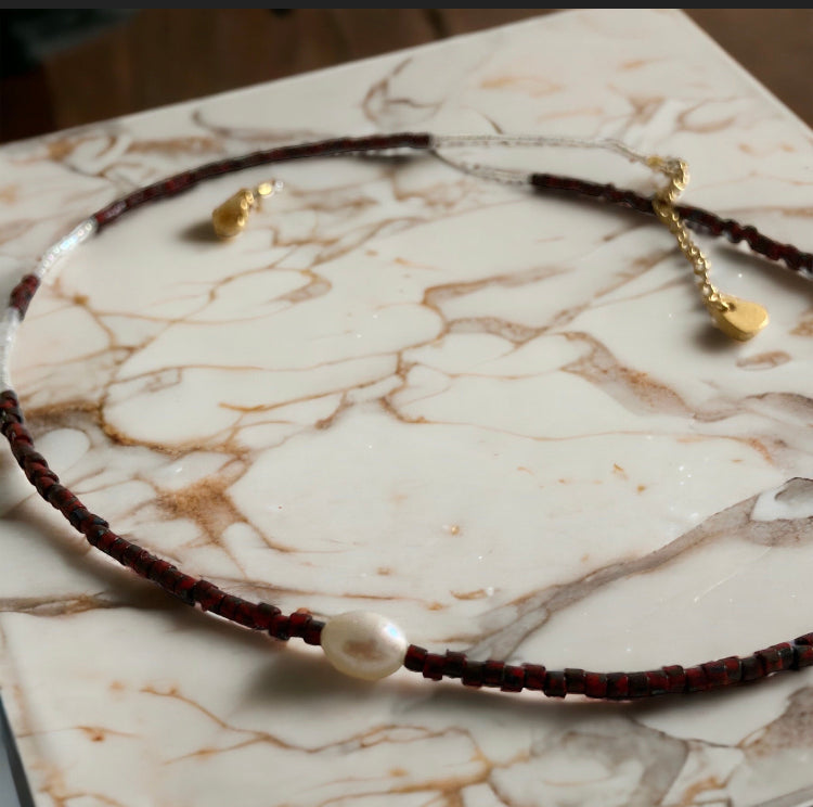 Collier Miyuki : Sylvia , collier minimaliste de perles japonaises