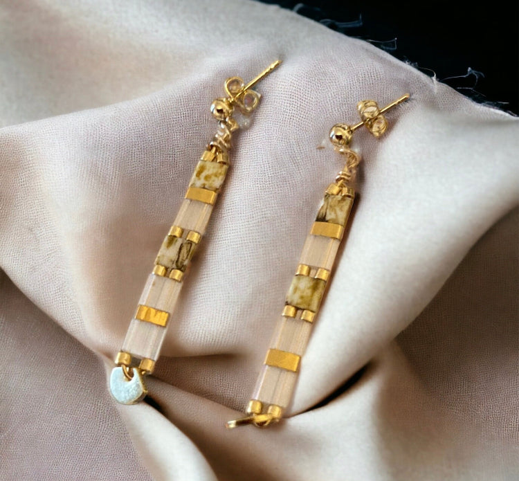 Boucles d’oreilles artisanale en perles plates