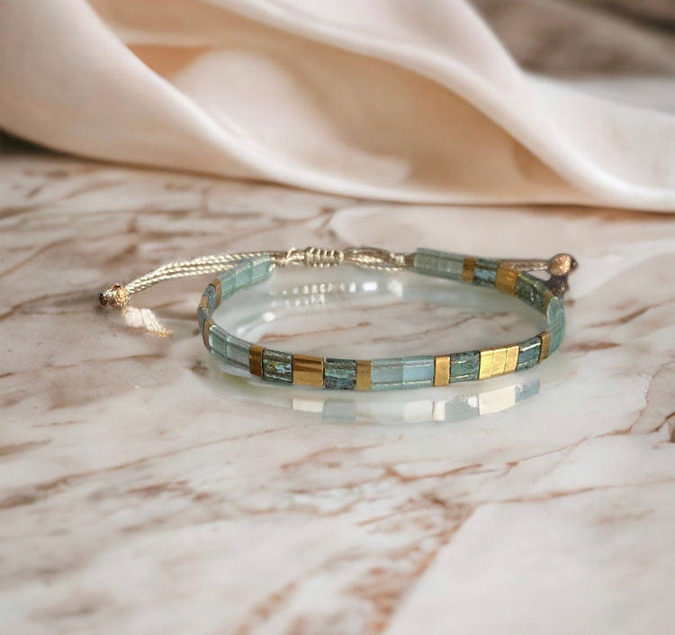 Bracelet Miyuki: Juliette , bracelet miyuki Tila vert jade