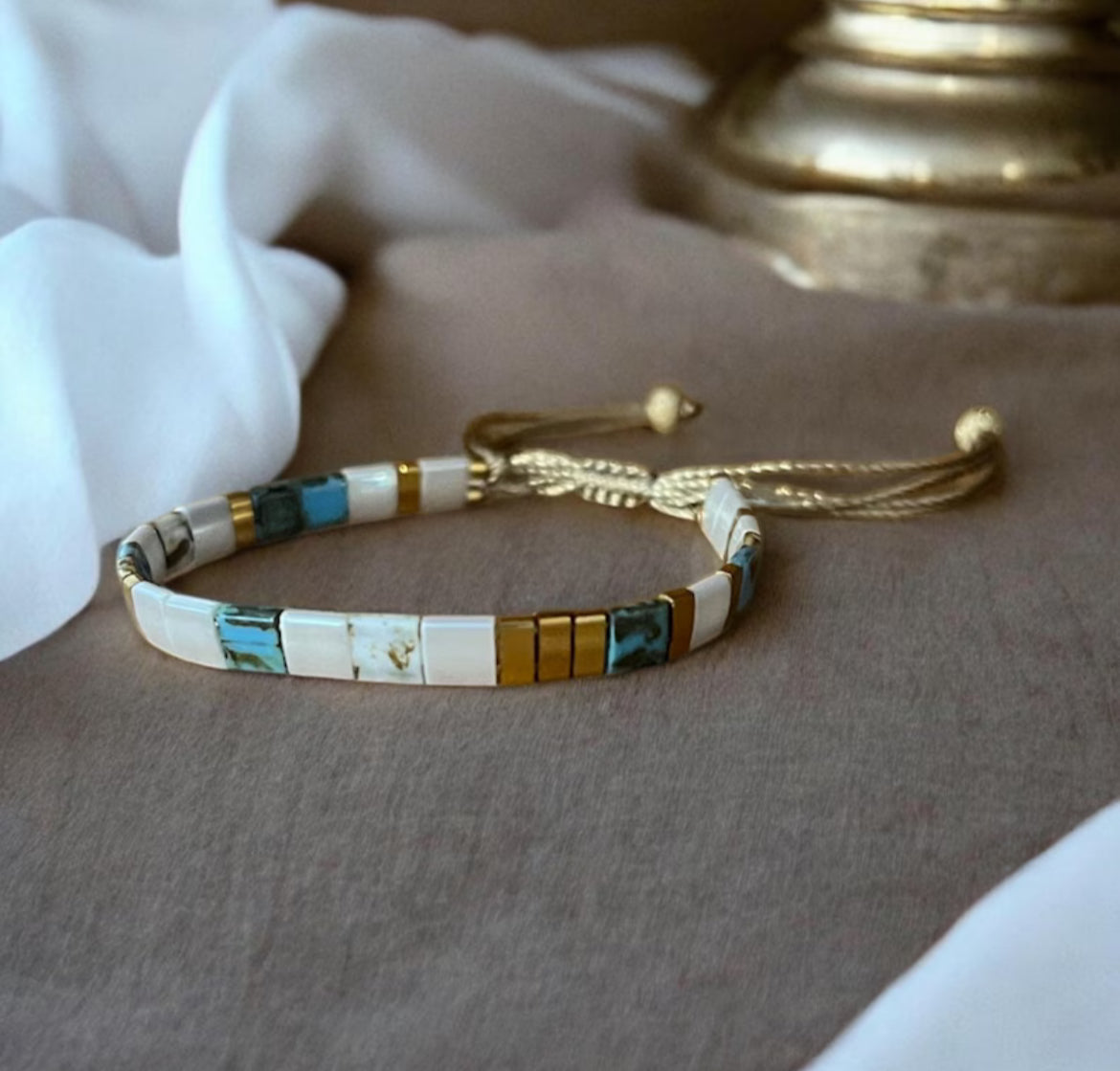 Bracelet Miyuki : Parure Nyara | lot de deux bracelets Miyuki Tila ajustable