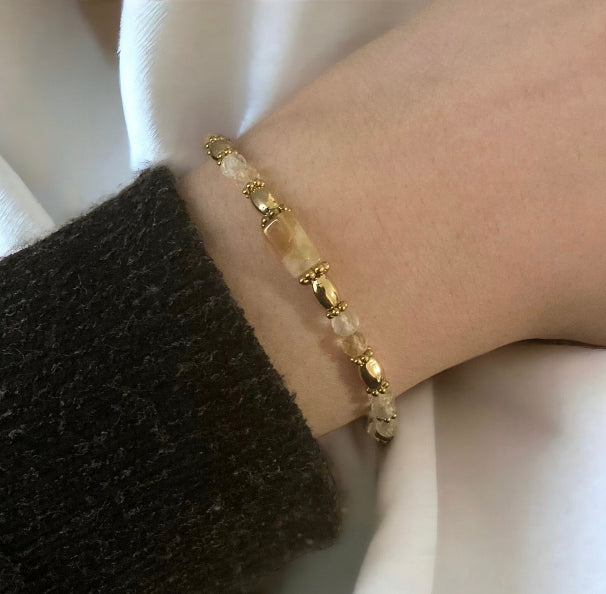 Bracelet précieux Garance citrine et hématite