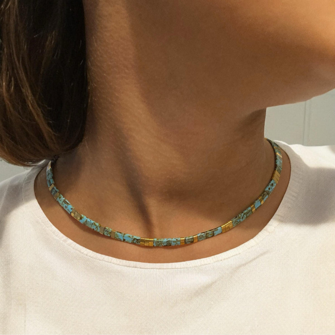 Collier Miyuki : Anna Lisa , collier de perles plates miyuki tila