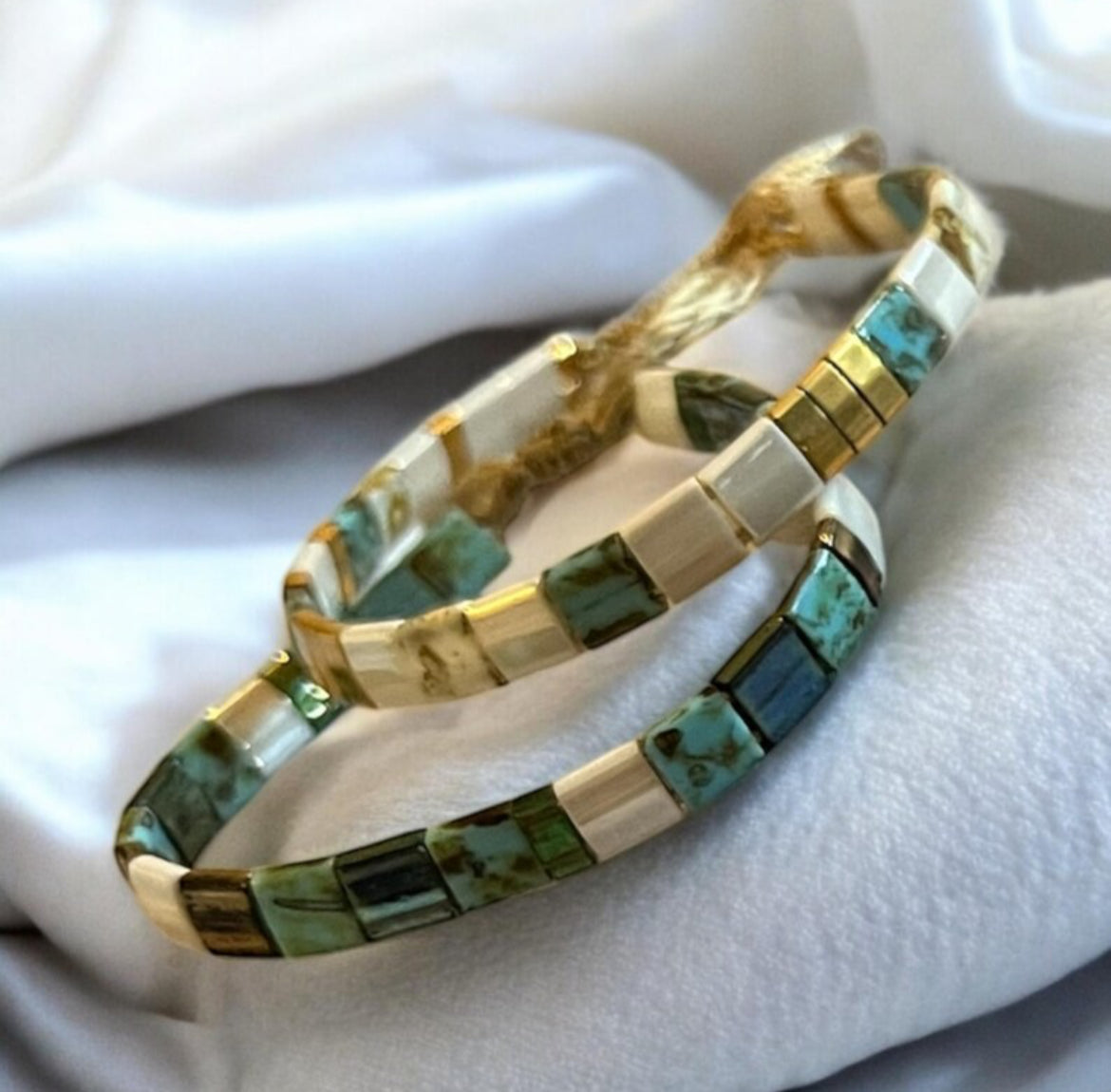 Bracelet Miyuki : Parure Nyara | lot de deux bracelets Miyuki Tila ajustable