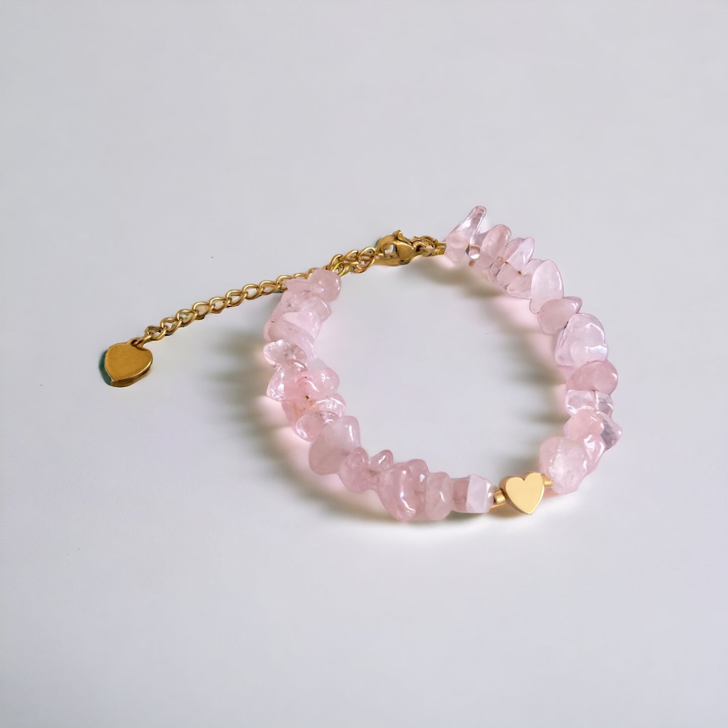 Bracelet précieux : Alizée , bracelet de quartz rose et hématite