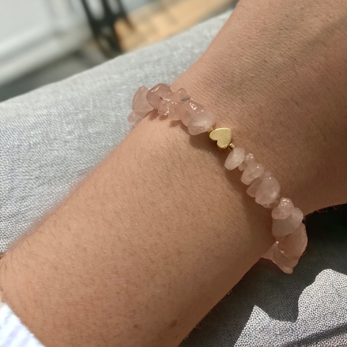 Bracelet précieux : Alizée , bracelet de quartz rose et hématite