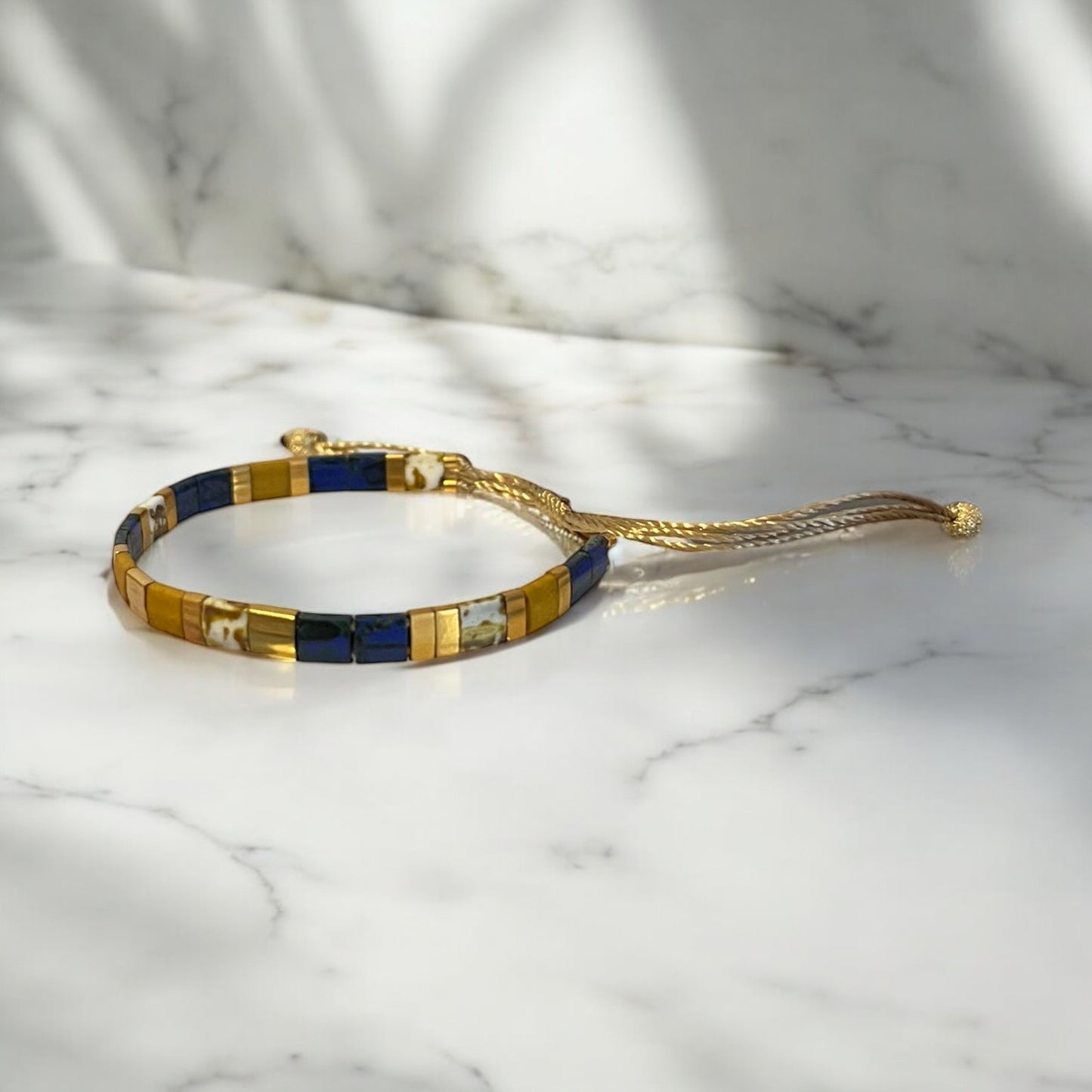 Bracelet Miyuki : Mëora , bracelet Miyuki Tila sur fil de soie