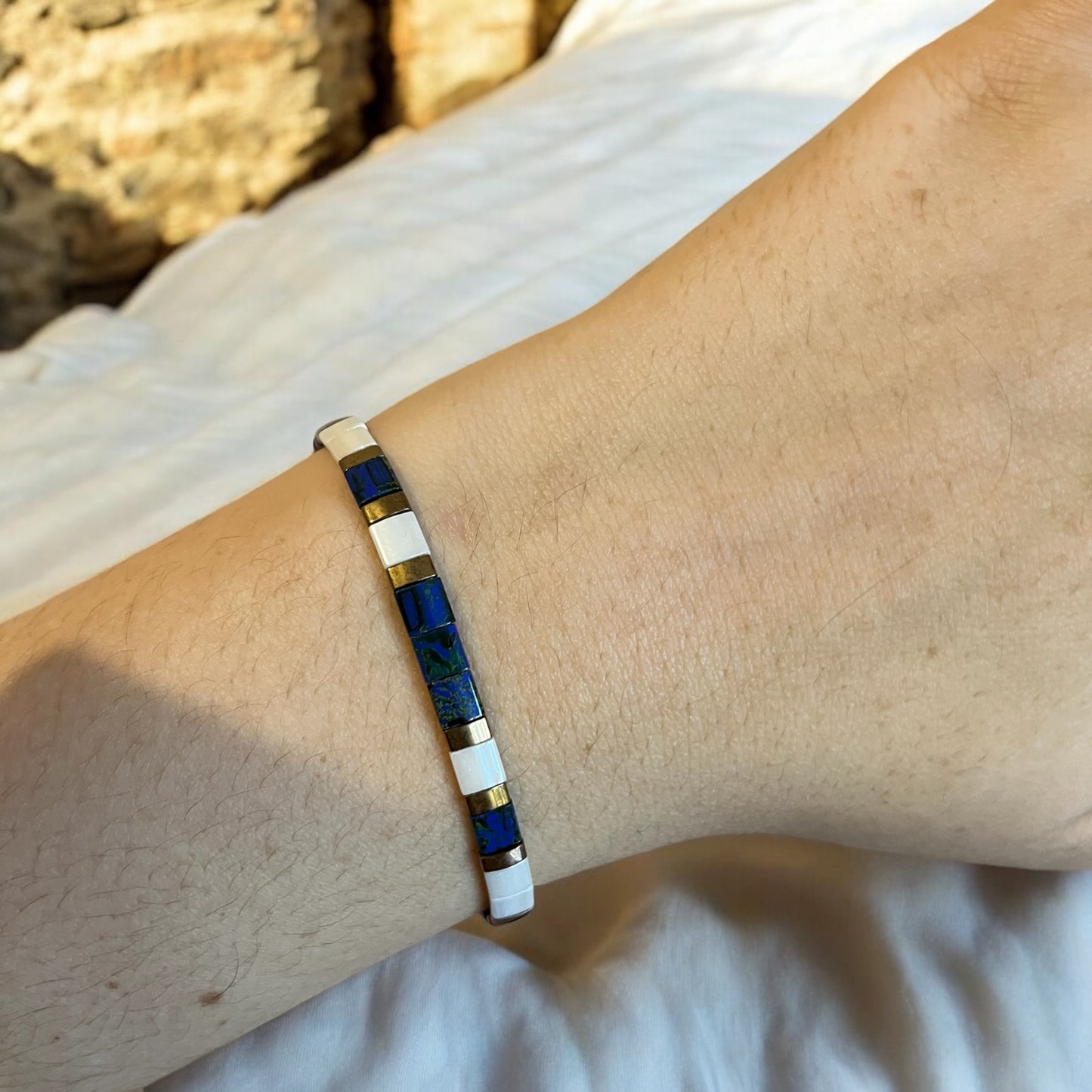 Bracelet Miyuki : Yara, bracelet Miyuki Tila sur fil de soie