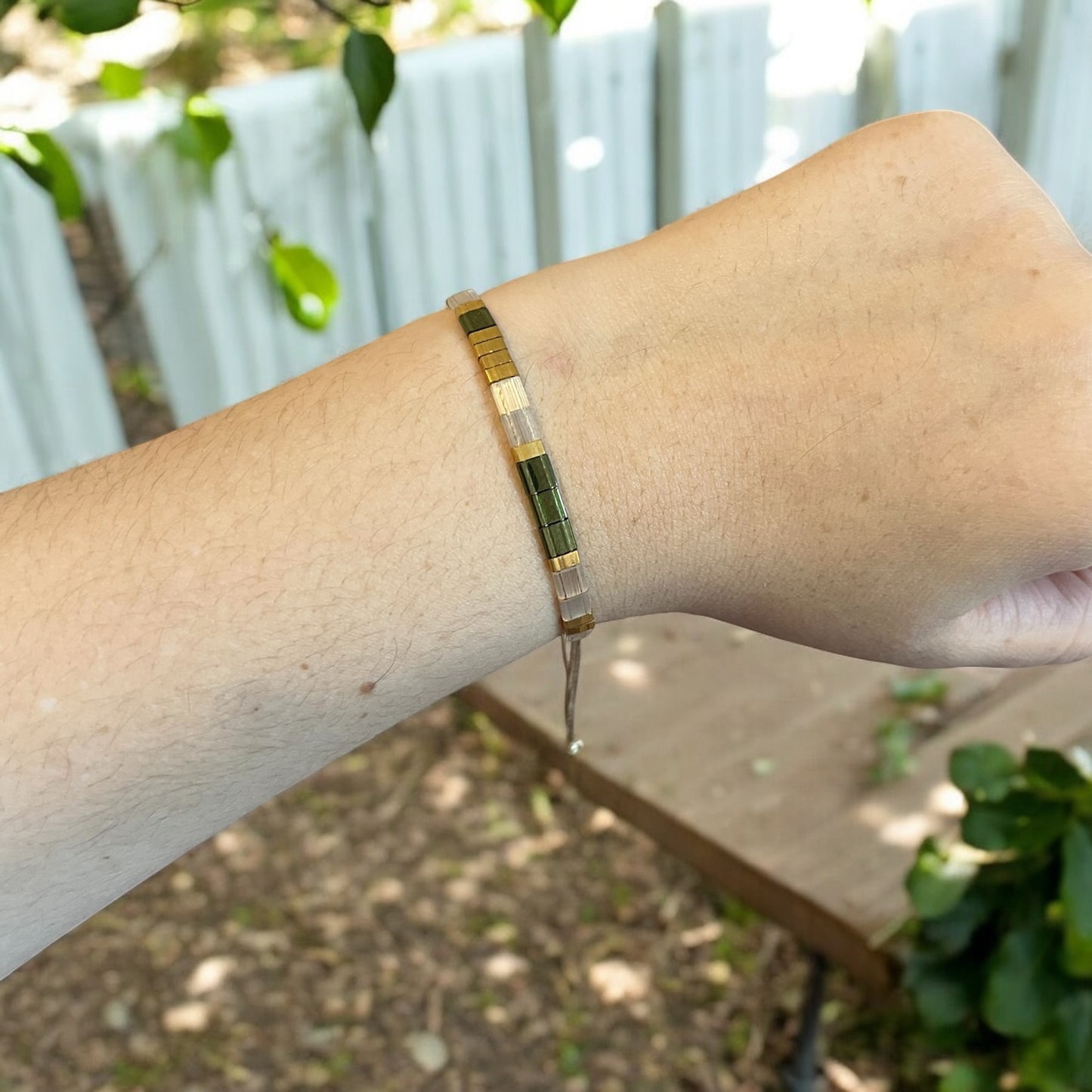 Bracelet Miyuki : Ysaé, bracelet Miyuki Tila sur fil de soie
