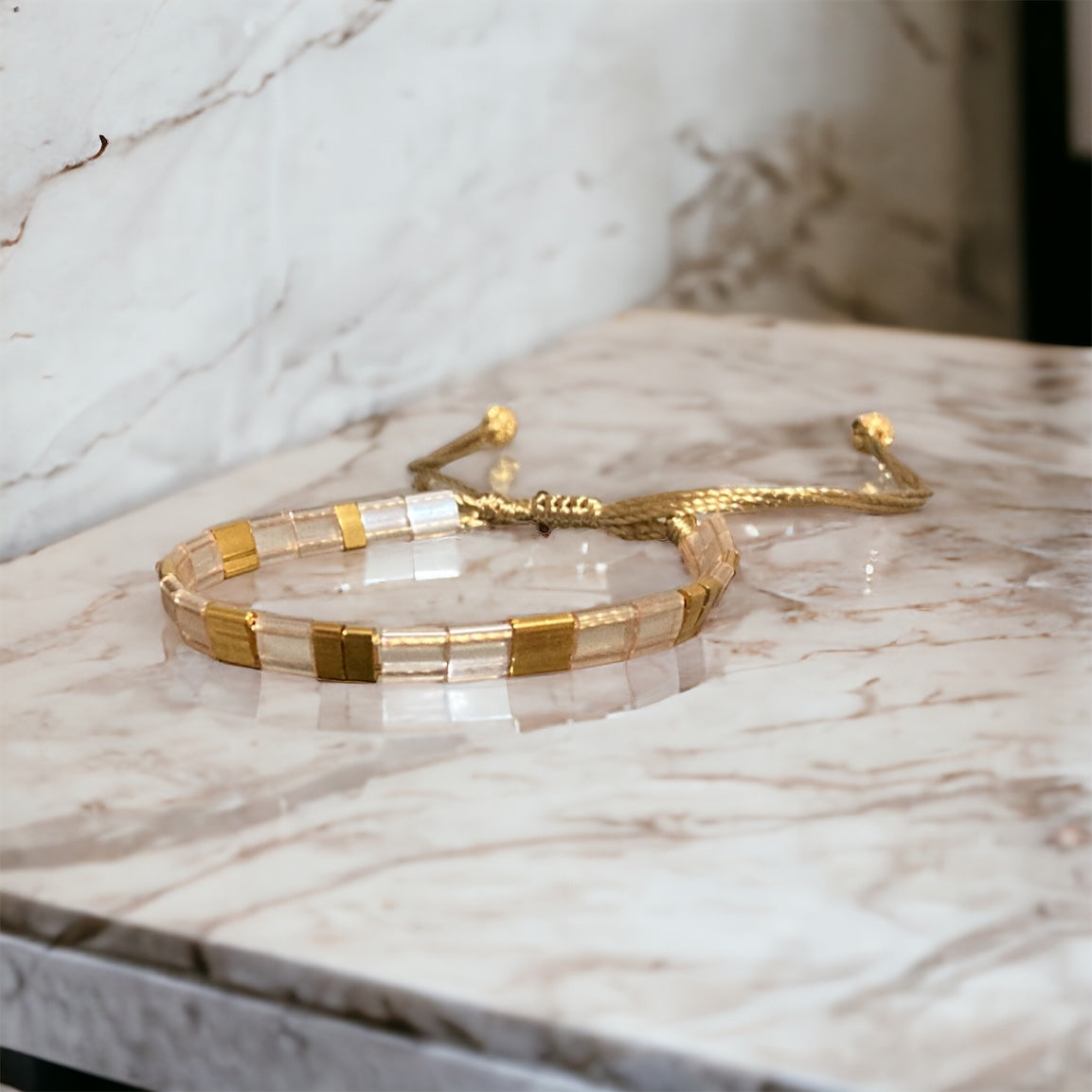 Bracelet Miyuki : Parure Princesse ensemble de deux bracelets miyuki tila sur fil d’or
