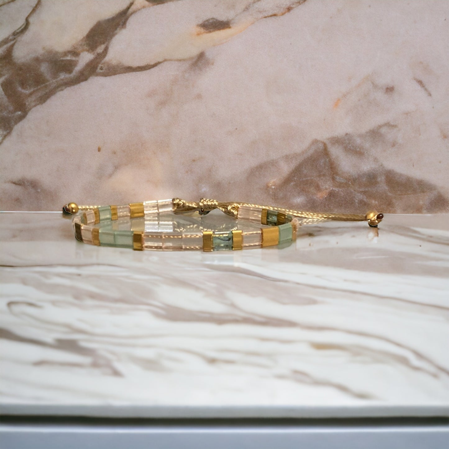 Bracelet Miyuki : Parure Princesse ensemble de deux bracelets miyuki tila sur fil d’or