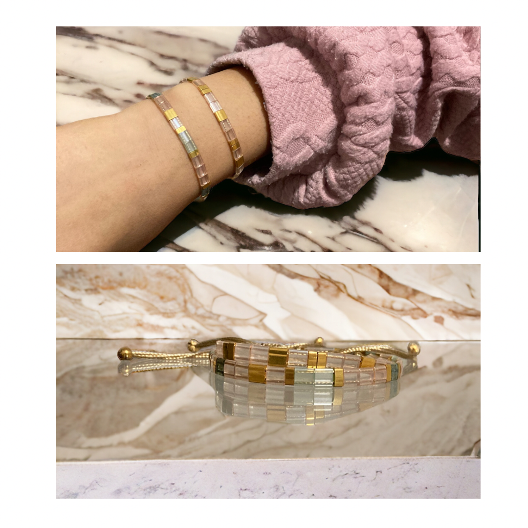 Bracelet Miyuki : Parure Princesse ensemble de deux bracelets miyuki tila sur fil d’or