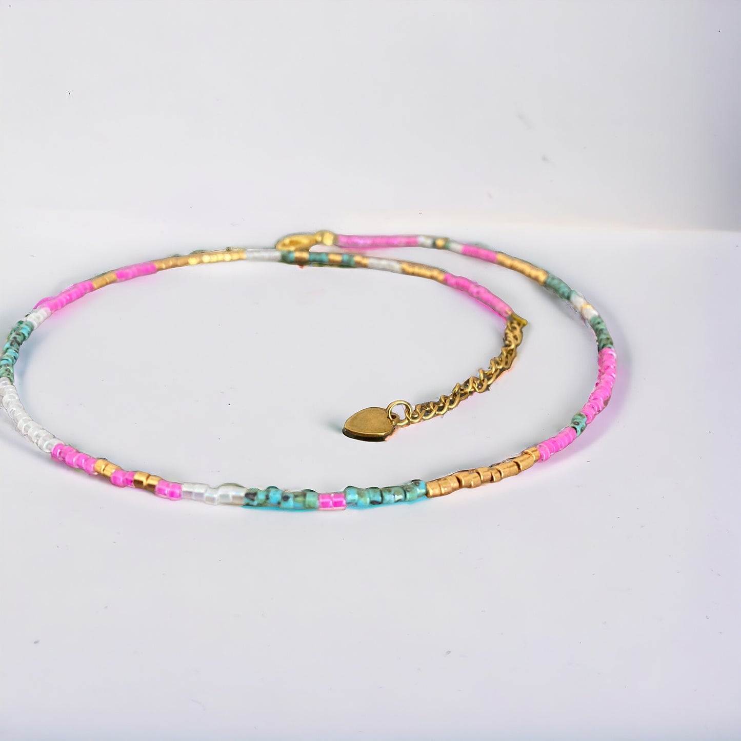 Collier Miyuki : Azurine | Choker de perles minuscules coloré