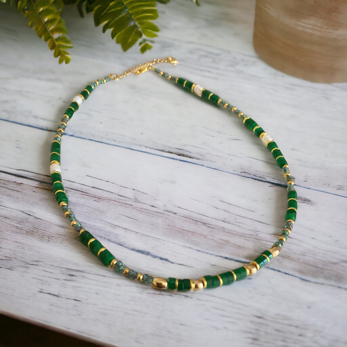 Collier précieux : Agathe , collier de pierres semi précieuses et perles japonaises