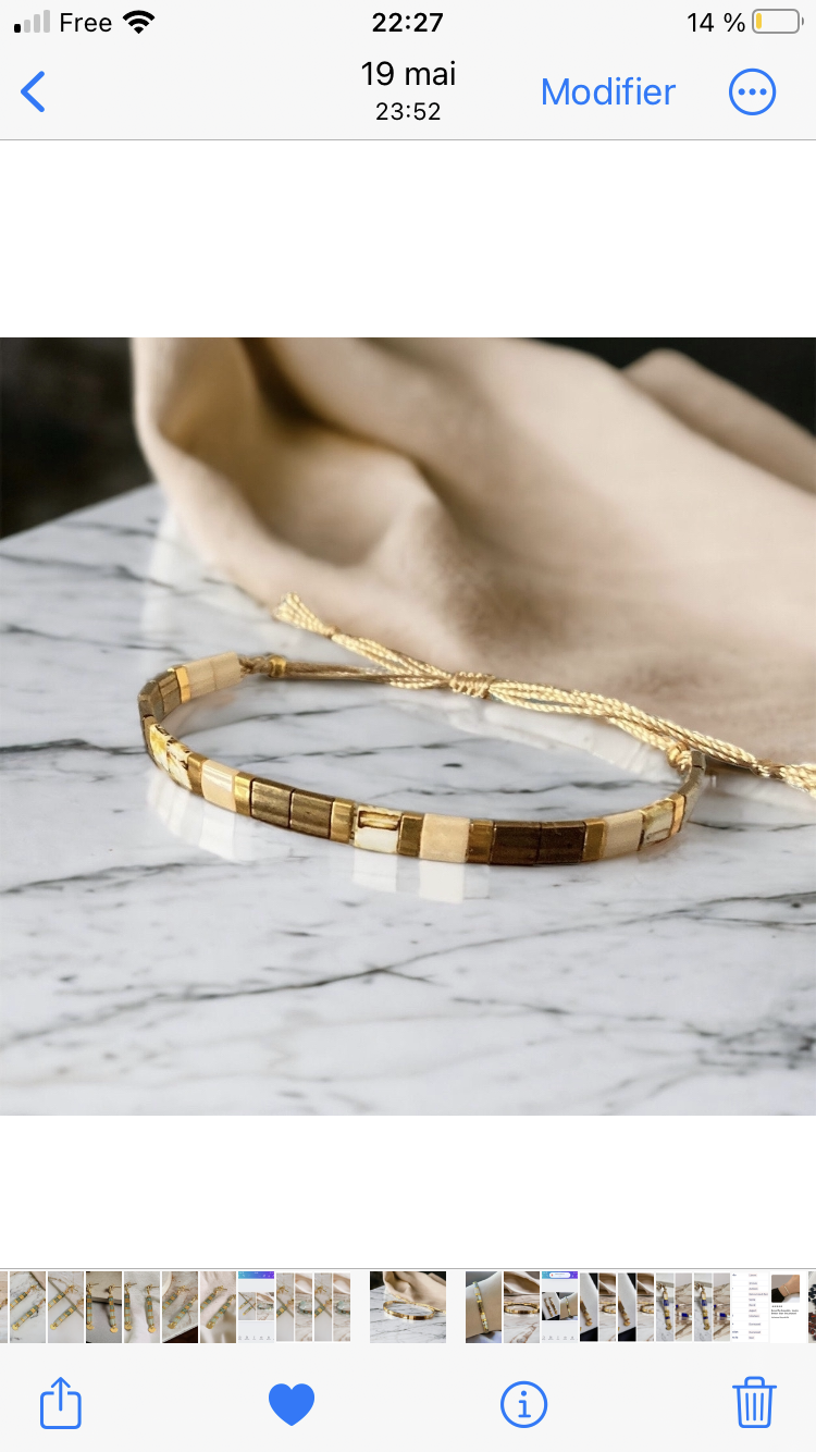 Parure bronze , boucles d’oreilles et bracelets Miyuki Tila , perles japonaises et acier inoxydable