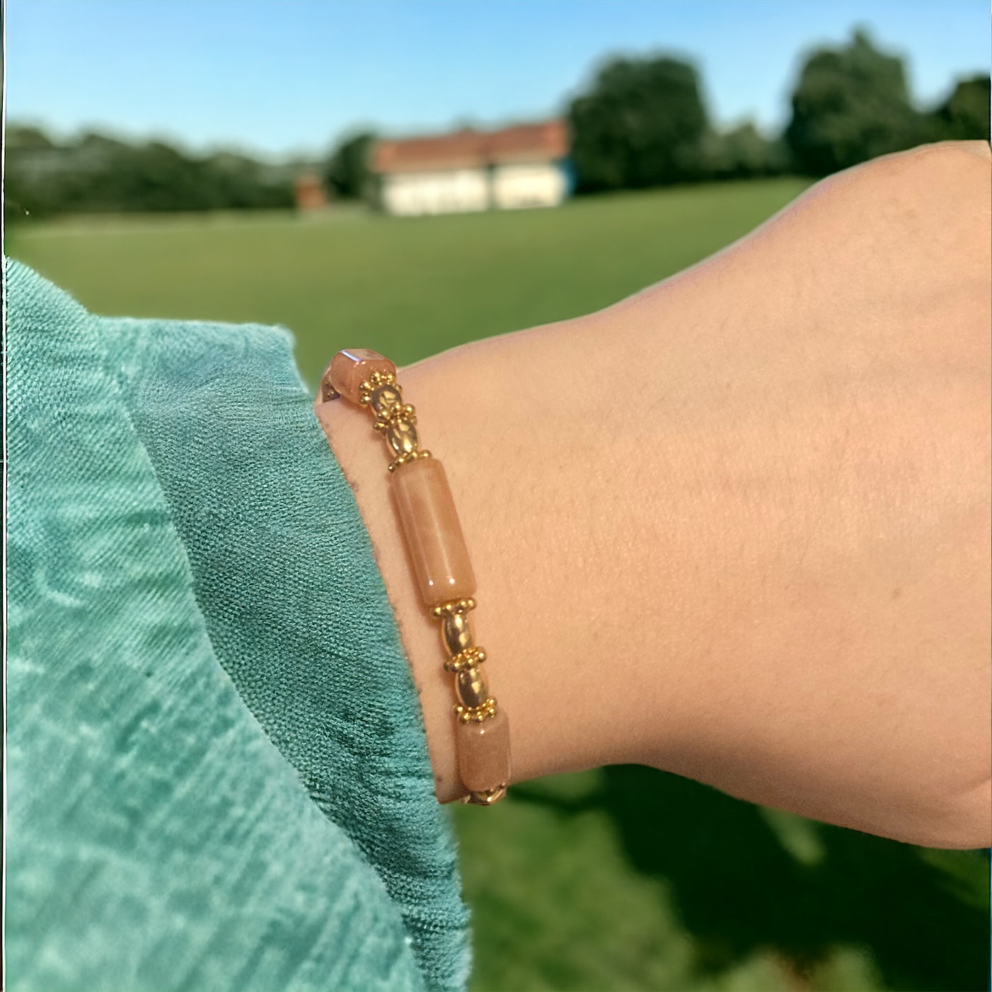 Bracelet précieux Lolita en pierres semi précieuses pierre de soleil et hématite