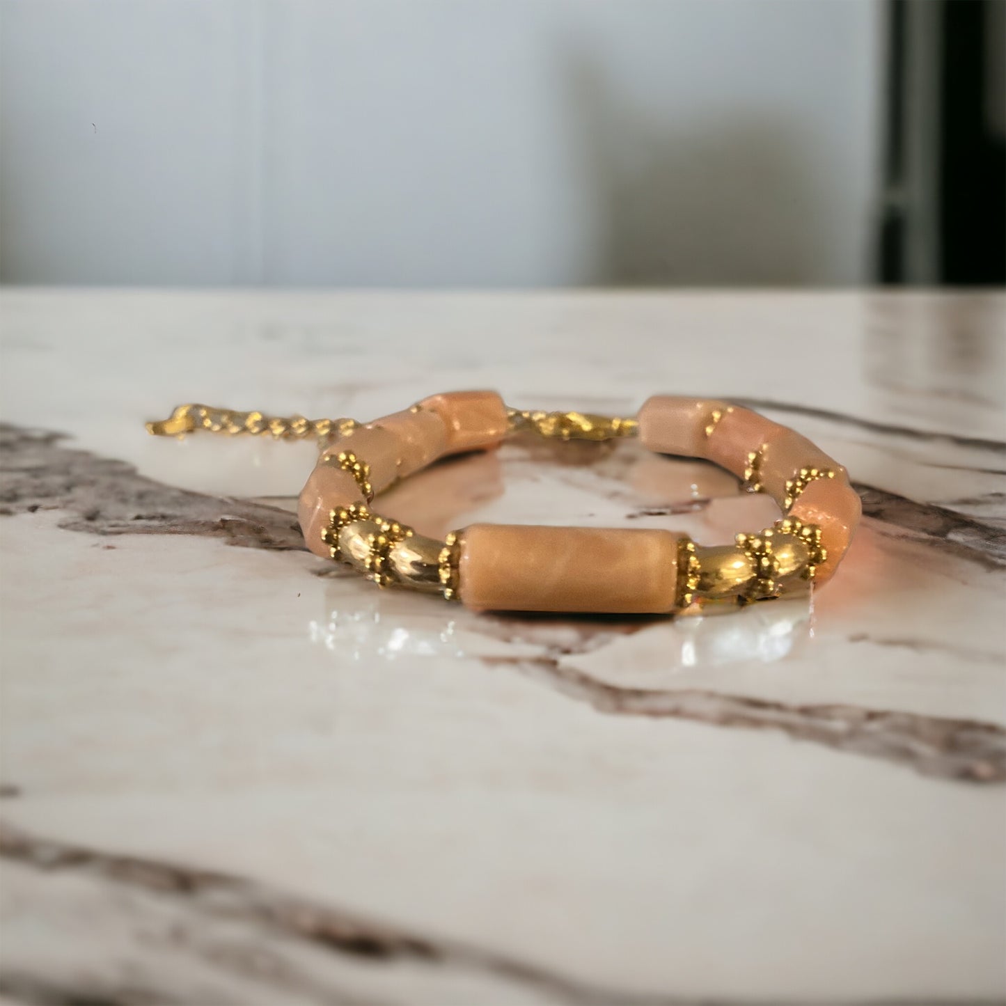 Bracelet précieux Lolita en pierres semi précieuses pierre de soleil et hématite
