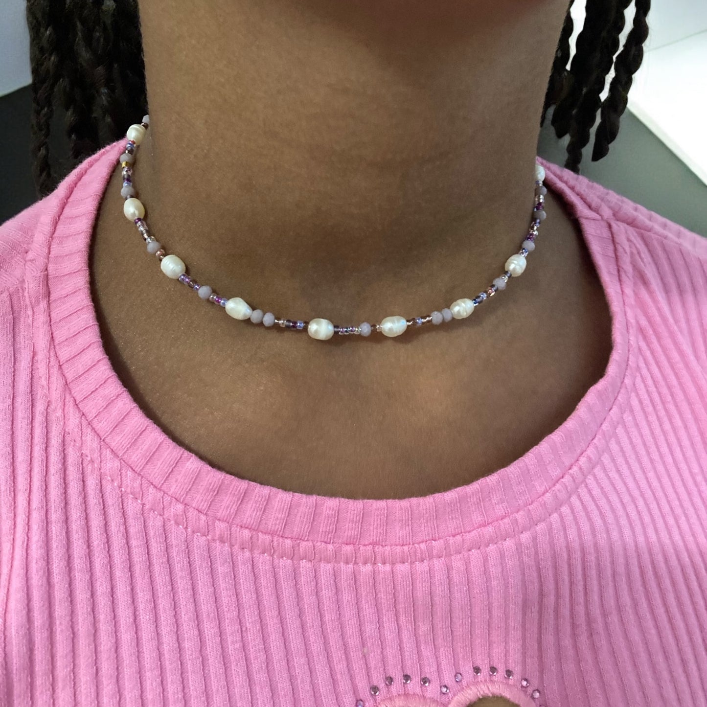 Collier Miyuki : Perla , collier de perles Miyuki , Crystal facettées et perles de culture