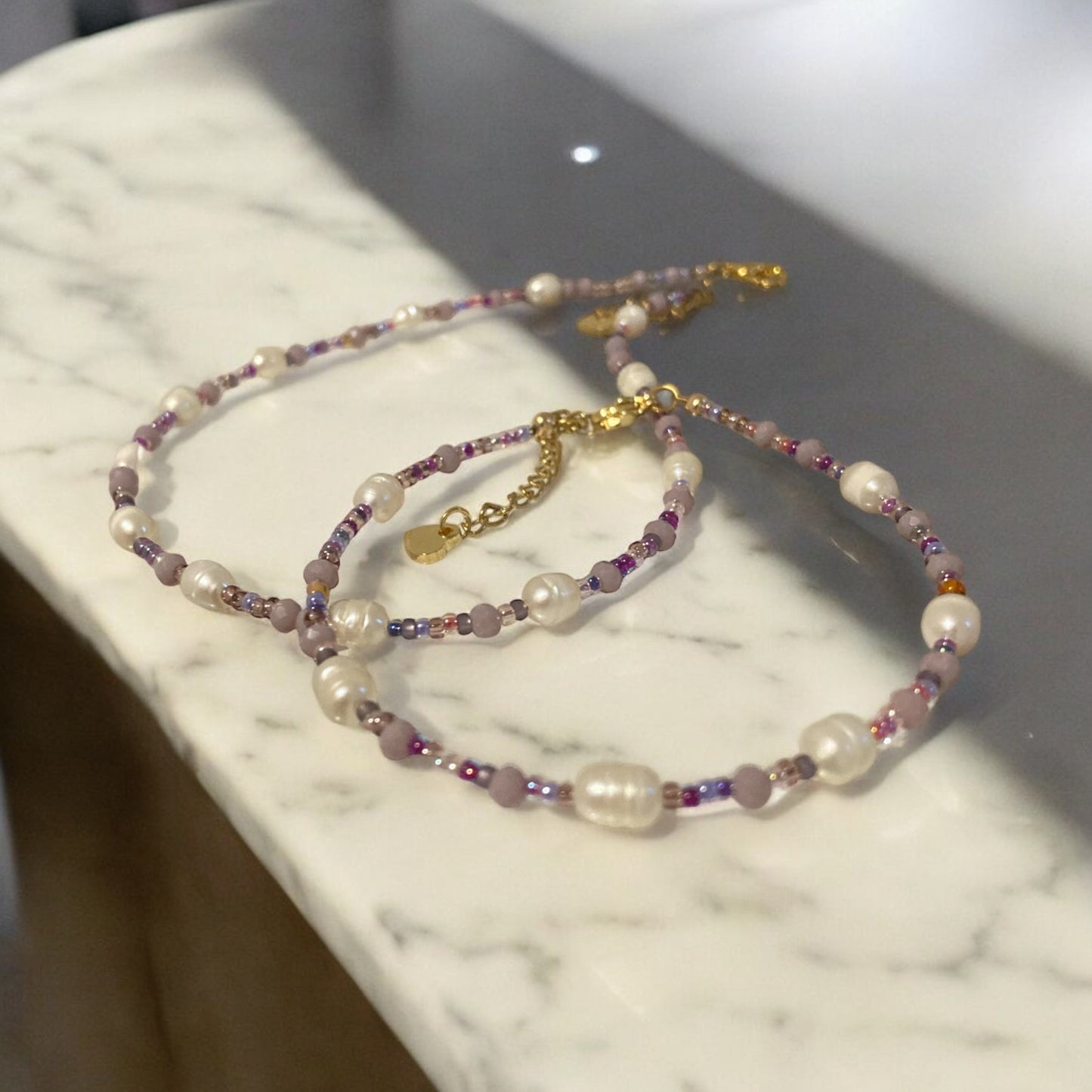 Perla | Bracelet de cheville en perles Miyuki et perles de cultures