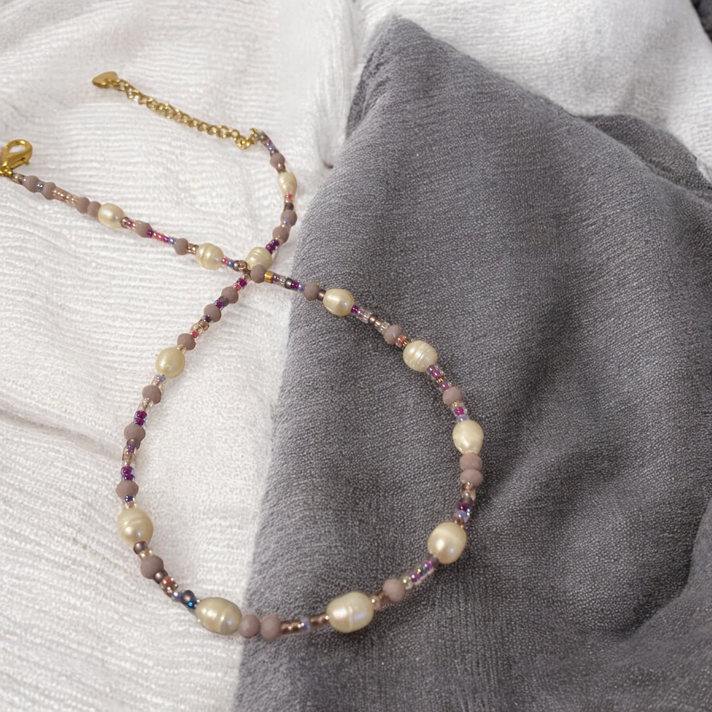 Collier Miyuki : Perla , collier de perles Miyuki , Crystal facettées et perles de culture