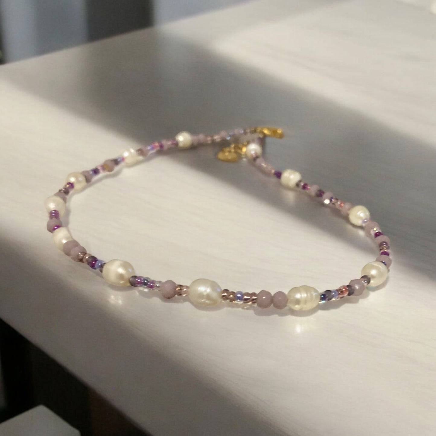 Collier Miyuki : Perla , collier de perles Miyuki , Crystal facettées et perles de culture