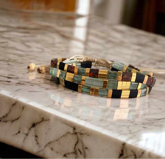 Parure de bijoux , ensemble de trois bracelets ajustable pour femme