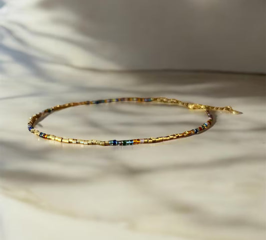 Trésor Bohème | Bracelet de cheville Miyuki & acier inoxydable