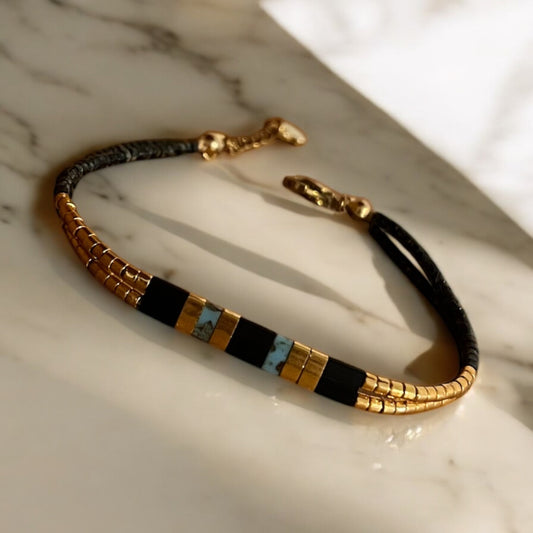 Bracelet Miyuki : Oréïs | double bracelet de perles Miyuki et acier inoxydable