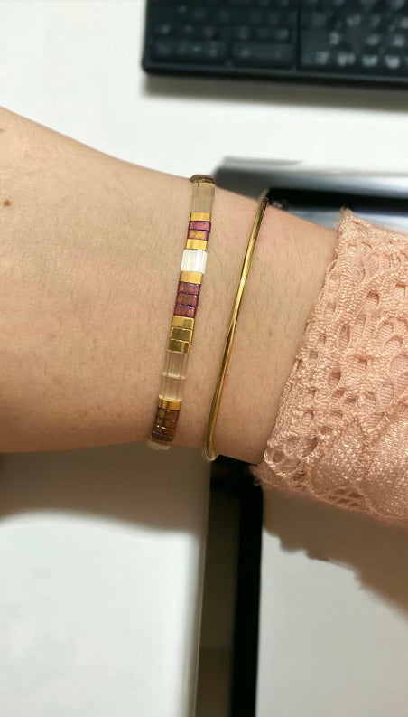 Miyuki Lyza bracelet, bohemian chic bracelet of Japanese beads on silk thread
