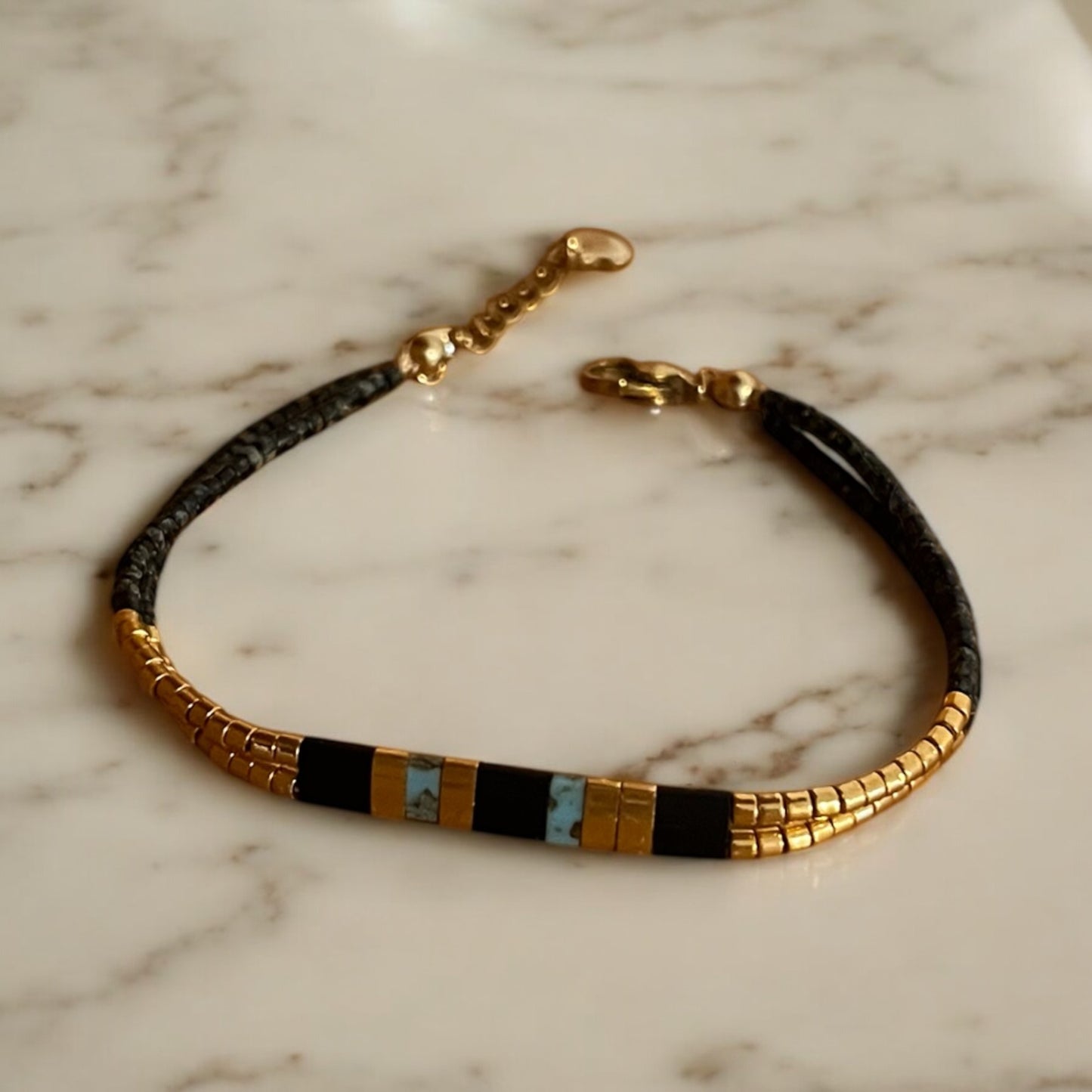 Bracelet Miyuki : Oréïs | double bracelet de perles Miyuki et acier inoxydable