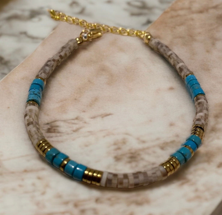 Bracelet précieux Giulia turquoise hématite et argile polymère