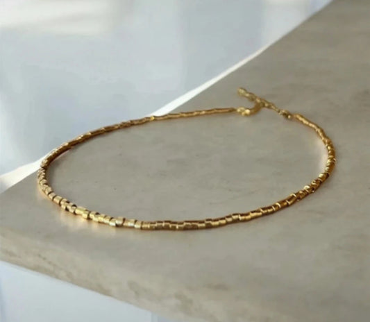 Éclat Sablé | Bracelet de cheville Miyuki & acier inoxydable