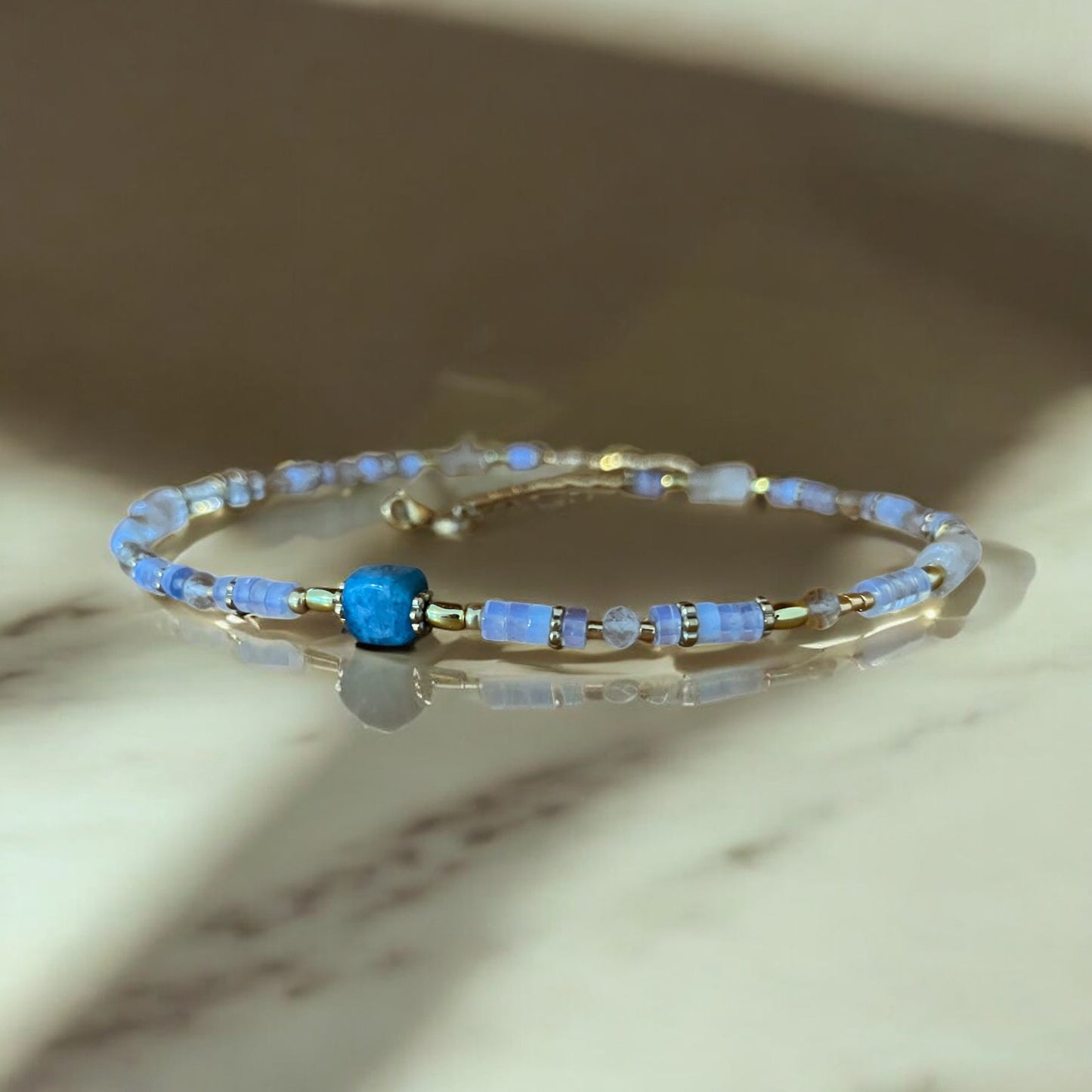 Collier précieux | Onde Opaline , apatite, opale , citrine et acier inoxydable