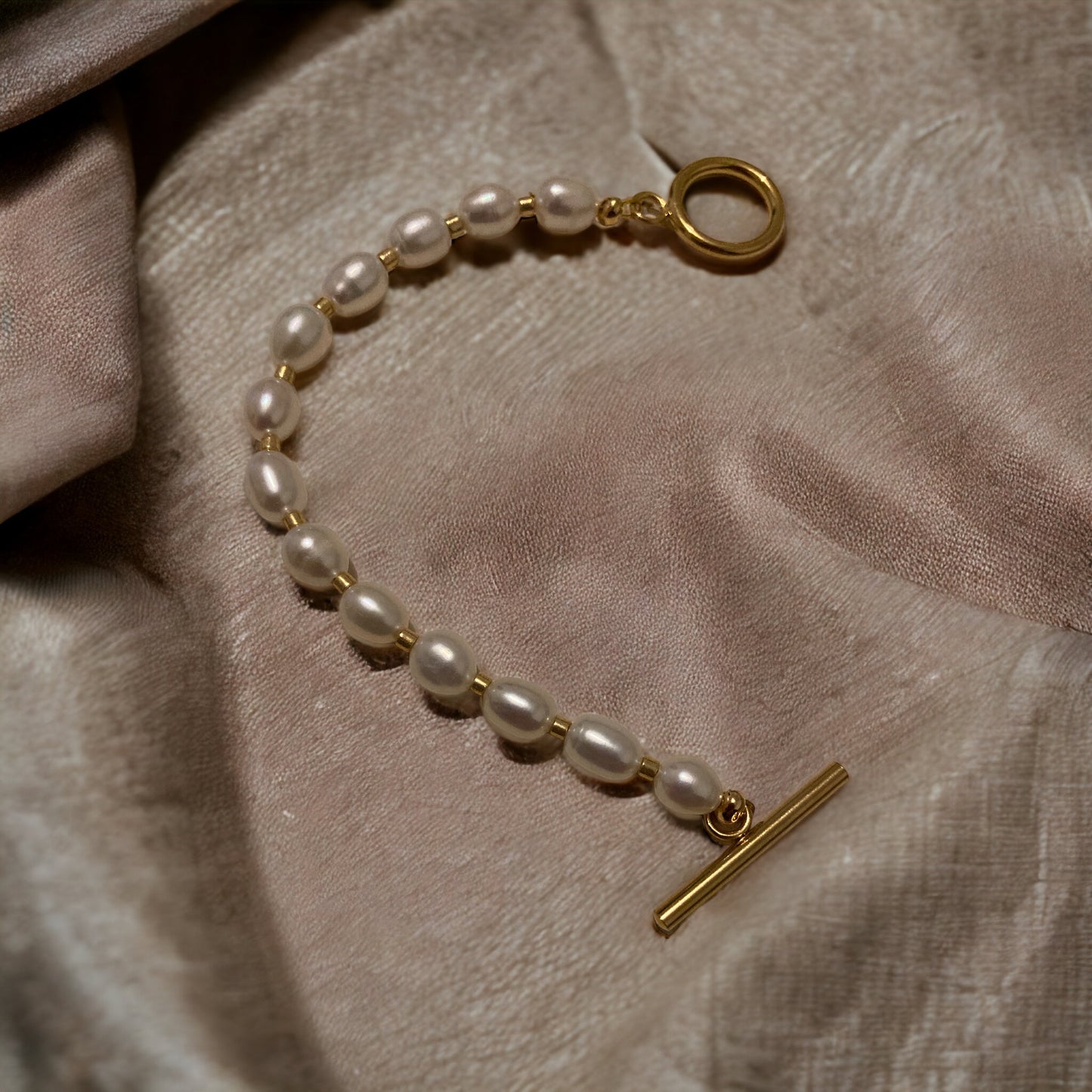 Bracelet précieux Valentina perles de cultures et fermoir T en acier inoxydable