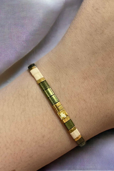 Bracelet Miyuki: Olivia , bracelet miyuki tila vert olive pour femmes