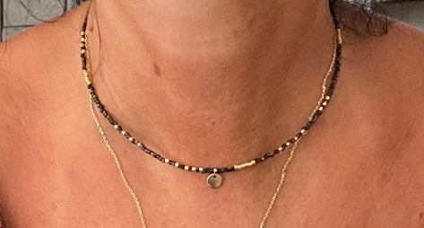 Miyuki necklace: Natalia minimalist Japanese glass bead necklace for women