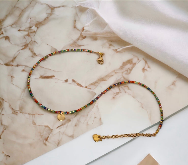 Miyuki Rainbow Halskette für Damen, mehrfarbige minimalistische Halskette
