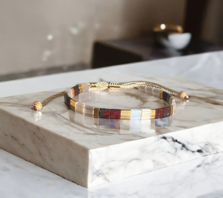 Bracelet Miyuki : Gabriela bracelet de perles japonaises sur fil d’or