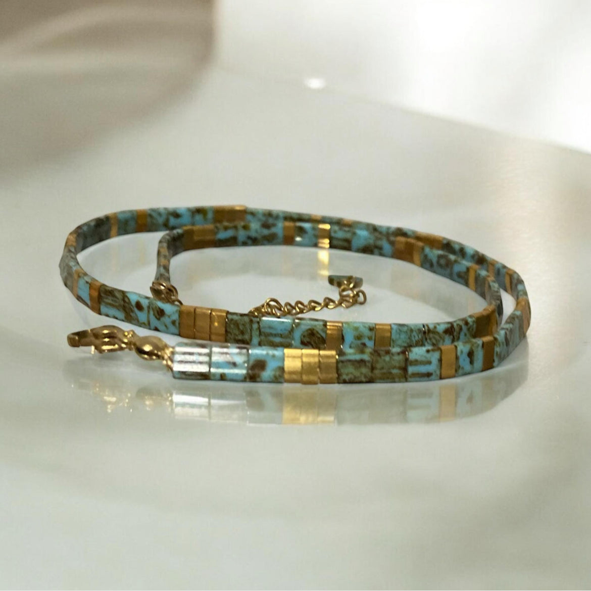 Collier Miyuki : Anna Lisa , collier de perles plates miyuki tila