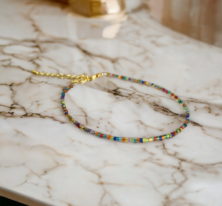 Rainbow | Bracelet de cheville multicolore en perles Miyuki