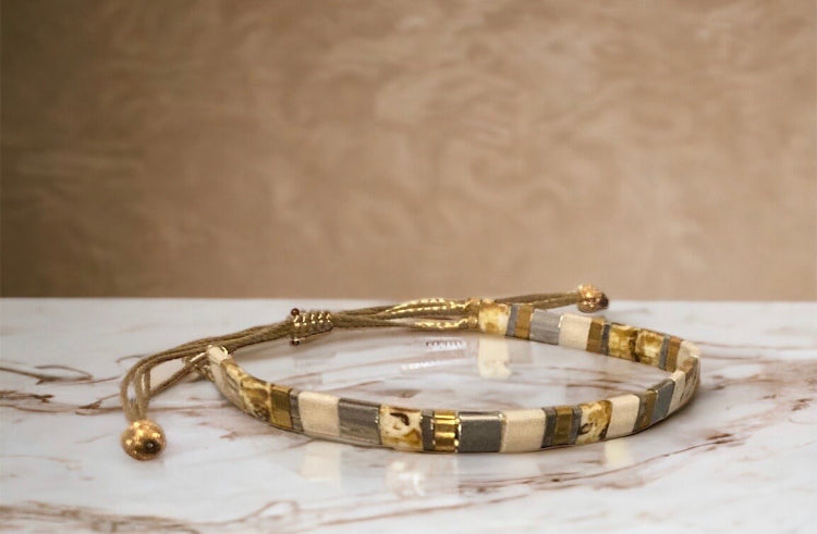 Bracelet Miyuki tila : Gisele , bracelet de perles ajustable pour femme